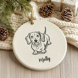 Personalised Dachshund Dog Christmas Ceramic Ornament