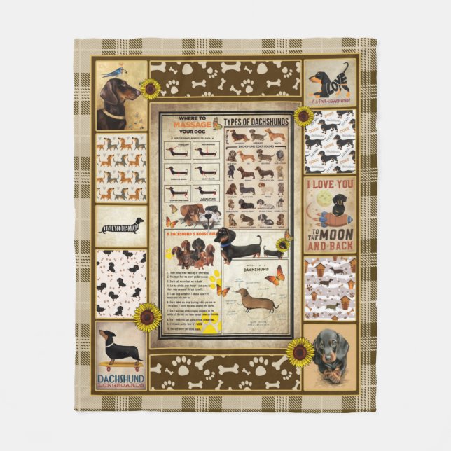 Personalised Dachshund Knowledge Beautiful Gift Fleece Blanket (Front)