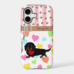 Personalised Dachshund Long Haired Black and Tan
