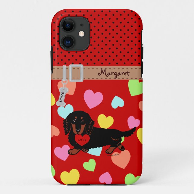 Personalised Dachshund Long Haired Black and Tan Case-Mate iPhone Case (Back)