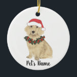 Personalised Dachshund (Long Haired, Cream) Ceramic Ornament<br><div class="desc">Make the nice list this year with a personalised ornament of your favourite little english cream dachshund elf! For the sweetest gifts,  pair it with a matching art print or another item from my collection!</div>