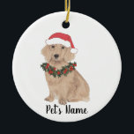 Personalised Dachshund (Long Haired, Red) Ceramic Ornament<br><div class="desc">Make the nice list this year with a personalised ornament of your favourite little elf!</div>