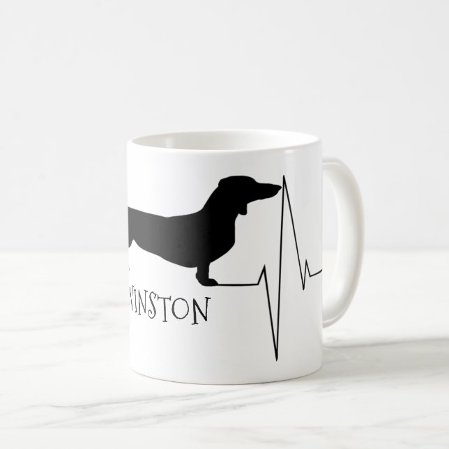 Personalised Dachshund Love My Dog Heart Beat Coffee Mug (Front Right)