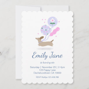 Personalised Dachshund Lover Birthday Party Pink Invitation