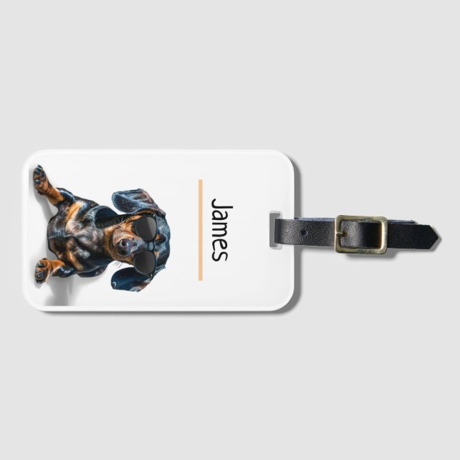 Personalised Dachshund Luggage Tag (Front Horizontal)