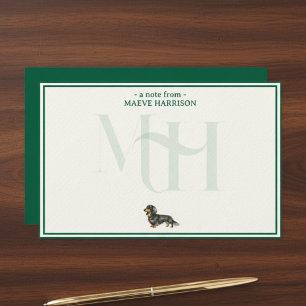 Personalised Dachshund Note Monogram Card Set