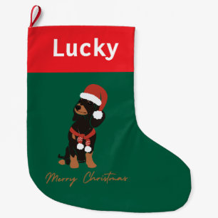 Personalised Dachshund pet christmas wishes Large Christmas Stocking