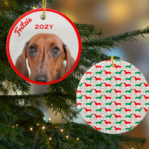 Personalised Dachshund Photo Year  Ceramic Ornament