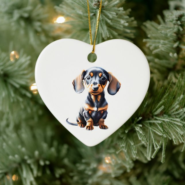 Personalised Dachshund Puppy Ceramic Ornament (Tree)