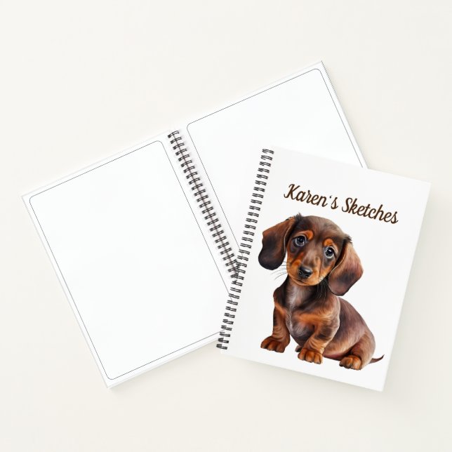 Personalised Dachshund Puppy Sketch Notebook (Inside)