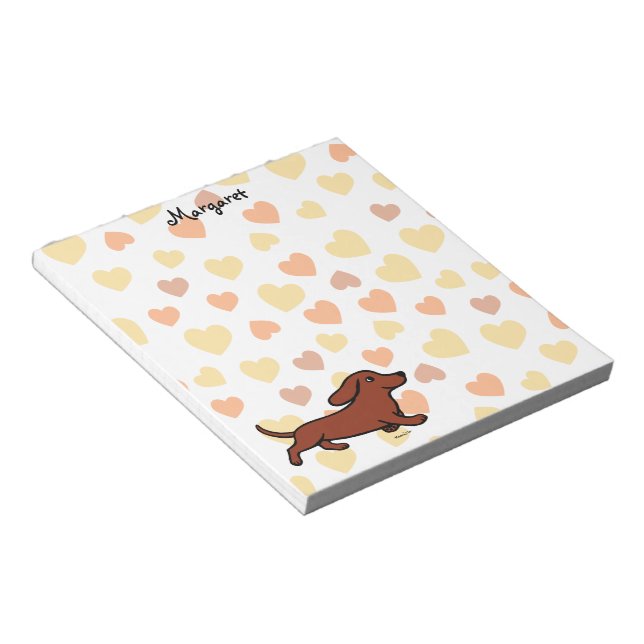 Personalised Dachshund Running Cartoon Notepad (Angled)