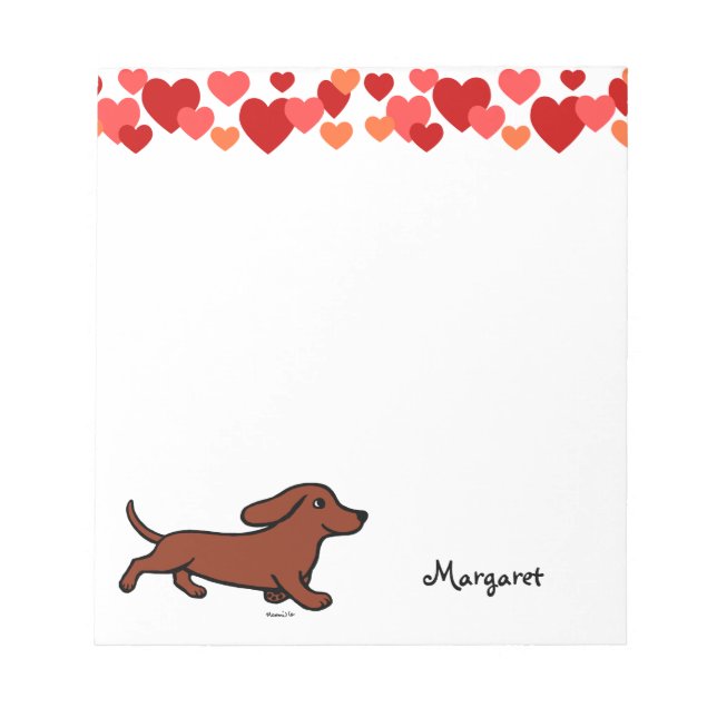 Personalised Dachshund Running Cartoon Notepad (Front)