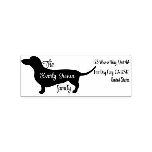 Personalised Dachshund Silhouette with Script Name Rubber Stamp