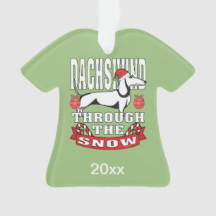 Personalised Dachshund Through The Snow Holiday Ornament
