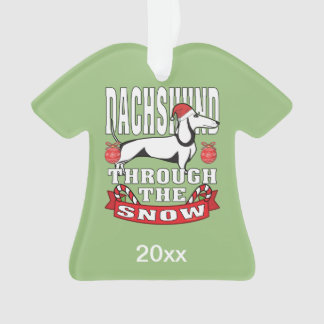Personalised Dachshund Through The Snow Holiday Ornament