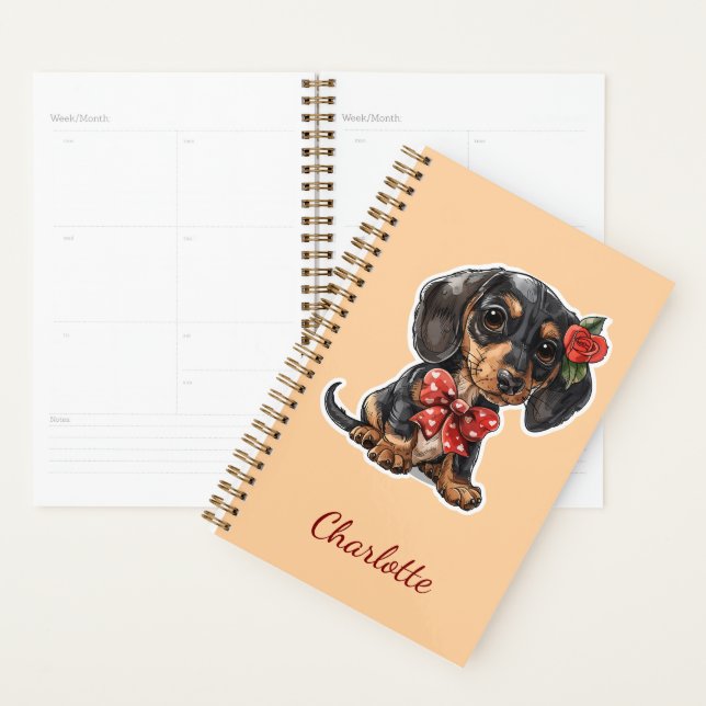 Personalised Dachshund with Custom Name Planner (Display)
