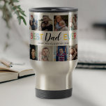 Personalised Dad 8 Photo Travel Mug<br><div class="desc">Cute dad photo coffee mug featuring 8 family pictures,  a colourful "best dad ever" typographic design,  and the kids names.</div>