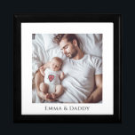 Personalised Dad And Baby Photo Wood Keepsake Box<br><div class="desc">A sweet personalised photo wood lacquered keepsake box. Replace this photo with your own favourite photo of any kind.</div>