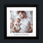 Personalised Dad And Baby Photo Wood Keepsake Box<br><div class="desc">A sweet personalised photo wood lacquered keepsake box. Replace this photo with your own favourite photo of any kind.</div>