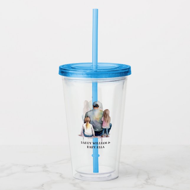 Personalised Dad and Daughters (9) Acrylic Tumbler (Front)