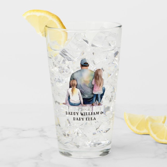 Personalised Dad and Daughters (9) Glass (Front Ice)