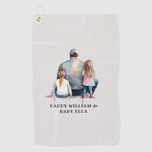 Personalised Dad and Daughters (9) Golf Towel (Front)