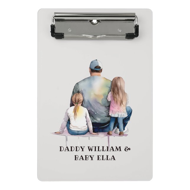 Personalised Dad and Daughters (9) Mini Clipboard (Front)
