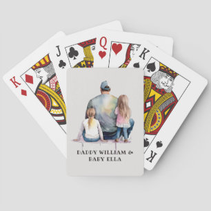 Personalised Dad and Daughters (9) Playing Cards