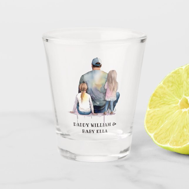 Personalised Dad and Daughters (9) Shot Glass (Front)