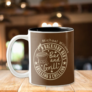 Personalised Dad Bar and Grill Two-Tone Coffee Mug