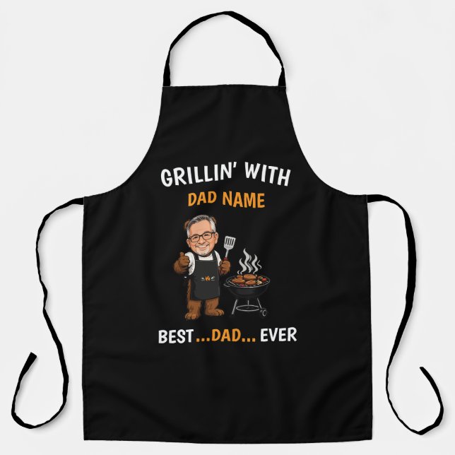 Personalised Dad BBQ | Custom Dad Name Apron (Front)