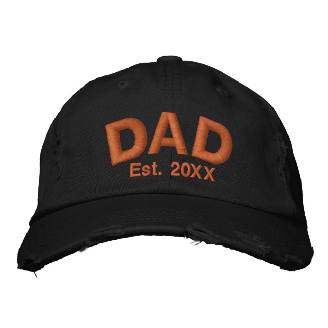 Personalised Dad Cap, Custom Distressed Twill Embroidered Hat (Front)