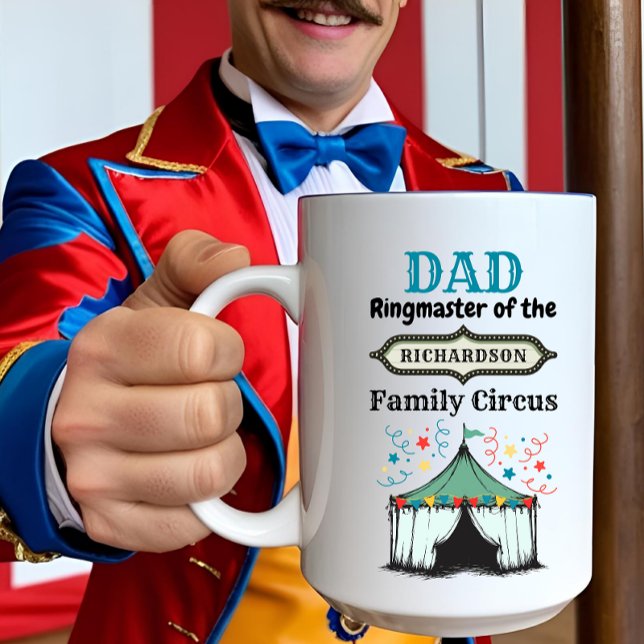 Personalised Dad Coffee Mug Circus Ringmaster Tent (Creator Uploaded)