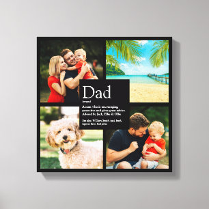 Personalised Dad Definition Modern 4 Photo Collage Canvas Print