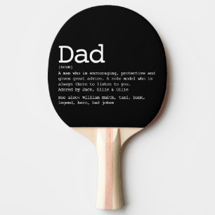 Personalised Dad Definition Modern Black Ping Pong Paddle