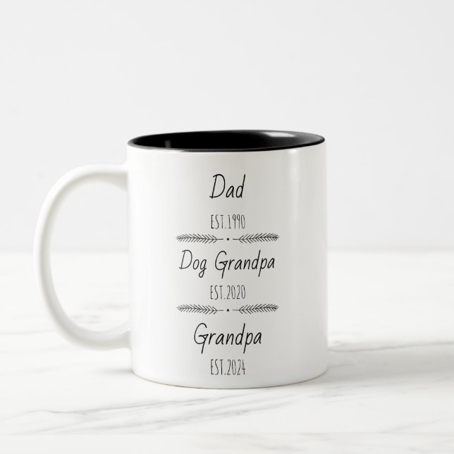 Personalised Dad Dog Grandpa Est Custom Year Two-Tone Coffee Mug (Left)