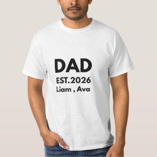 Personalised Dad EST 2026 T-Shirt with Kids Names