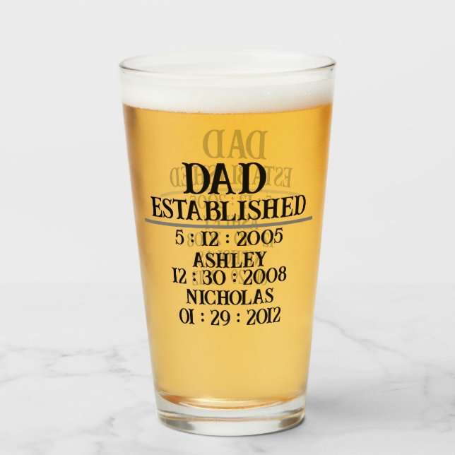 Personalised dad est father's day 2024 glass (Front Filled)