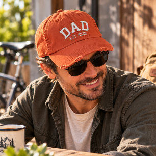 Personalised Dad EST. Year Embroidered Distressed  Hat