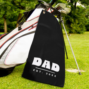 Personalised Dad Est. Year - Modern Black & White Golf Towel