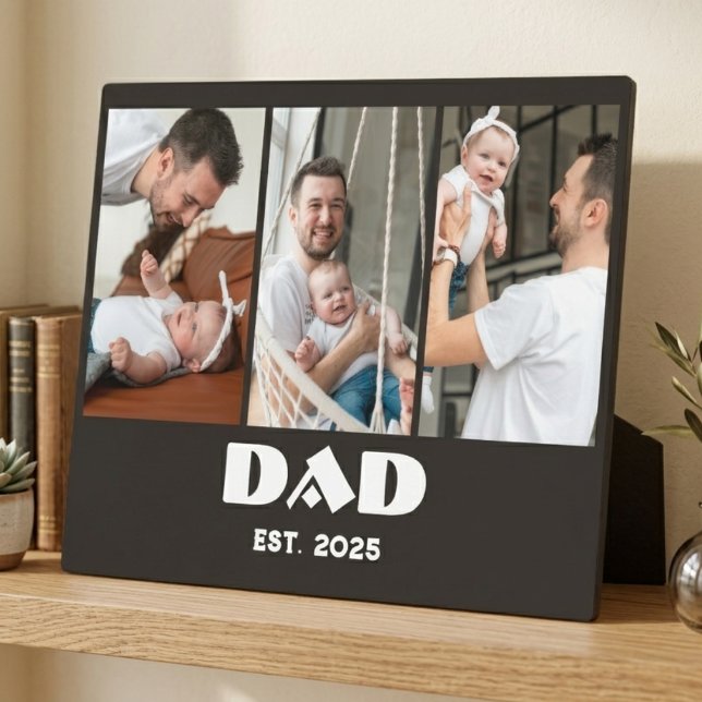 Personalised Dad Established 3-Photo Collage Plaque (Creator Uploaded)