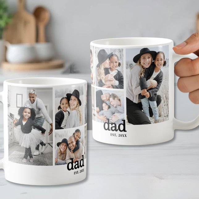 Personalised Dad Established Photo Collage Coffee Mug (Personalized Dad Established Photo Collage Coffee Mug)