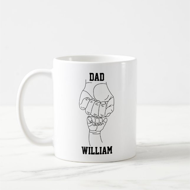 Personalised Dad Father Daddy Gift with Kid's Name Coffee Mug (Left)