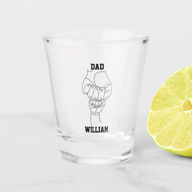Personalised Dad Father Daddy Gift with Kid's Name Shot Glass (Front)