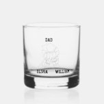 Personalised Dad Father Daddy Gift with Kids Names Whiskey Glass<br><div class="desc">Personalised Dad Whiskey Glass Gift,  Present for Daddy Drinking Liquor,  Fist Bump With Kids' Names,  Father's Day From Wife Child,  Custom Father Kids Hands Children,  New Papa Baby's First Two,  Son Daughter Children's Kid Anniversary,  Fathers Baby Child's Son's Daughter's,  Boyfriend Husband Dada Padre One,  Right hand left Christmas Birthday</div>
