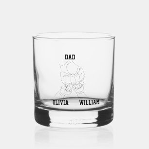 Personalised Dad Father Daddy Gift with Kids Names Whiskey Glass