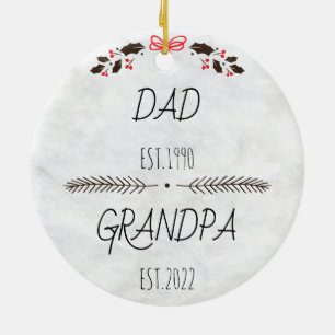 Personalised Dad Grandpa Est Custom Year Ceramic Ornament