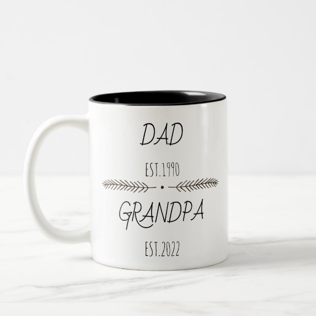 Personalised Dad Grandpa Est Custom Year Two-Tone Coffee Mug (Left)