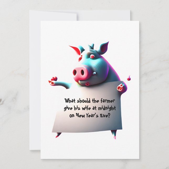 Personalised Dad Joke Funny Pig New Year's Card (Front)
