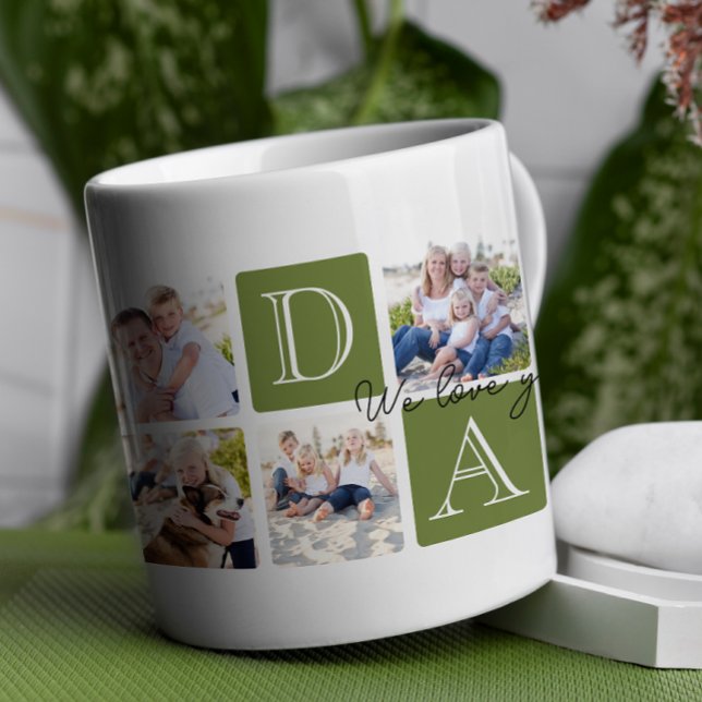 Personalised Dad Love 7 Photo Collage Coffee Mug (Celebrate Dad with a timeless and elegant design that’s as special as he is! )
